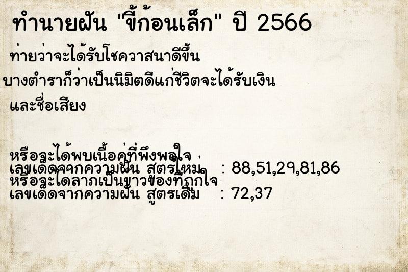 ทำนายฝันทำนายฝันขี้ก้อนเล็ก