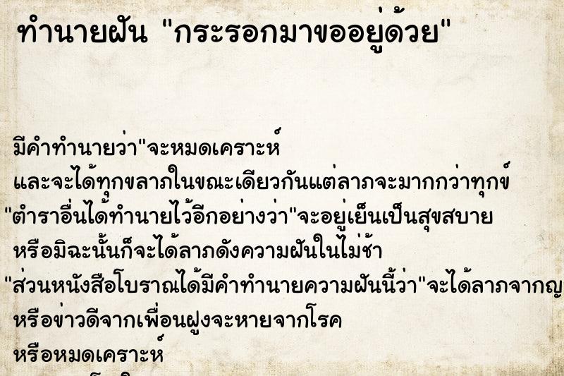 ทำนายฝันทำนายฝันกระรอกมาขออยู่ด้วย