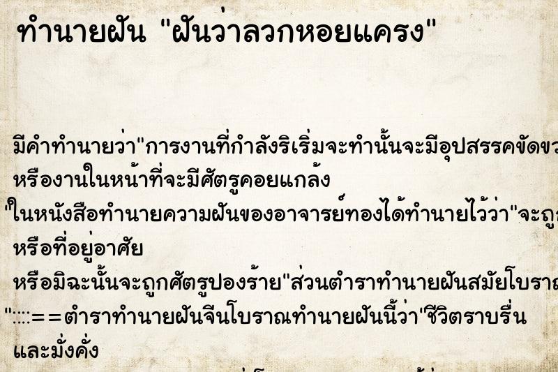 ทำนายฝัน ฝันว่าลวกหอยแครง ทำนายฝัน ฝันว่าลวกหอยแครง