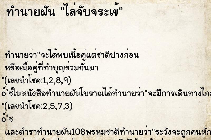 ทำนายฝัน ไล่จับจระเข้