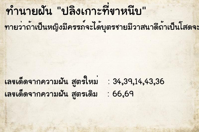 ทำนายฝันปลิงเกาะที่ขาหนีบ ทำนายฝันทำนายฝันปลิงเกาะที่ขาหนีบ