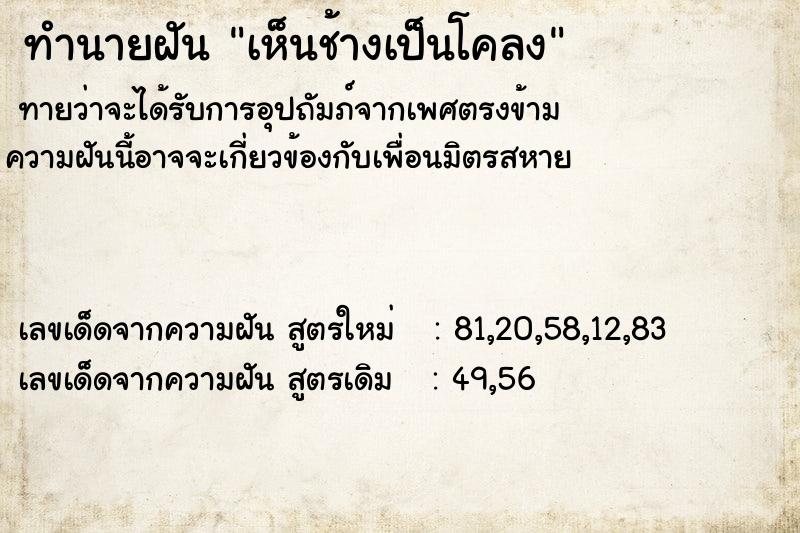 ทำนายฝันเห็นช้างเป็นโคลง ทำนายฝันทำนายฝันเห็นช้างเป็นโคลง