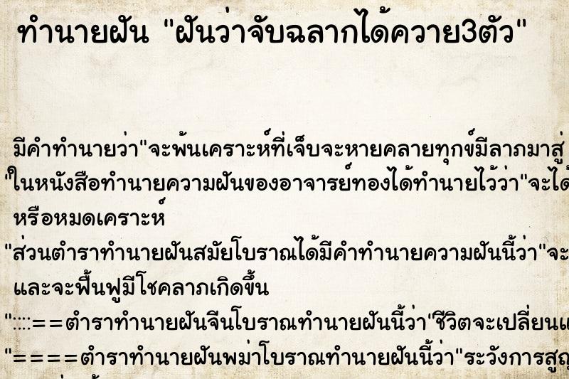 ทำนายฝันฝันว่าจับฉลากได้ควาย3ตัว ทำนายฝันทำนายฝันฝันว่าจับฉลากได้ควาย3ตัว