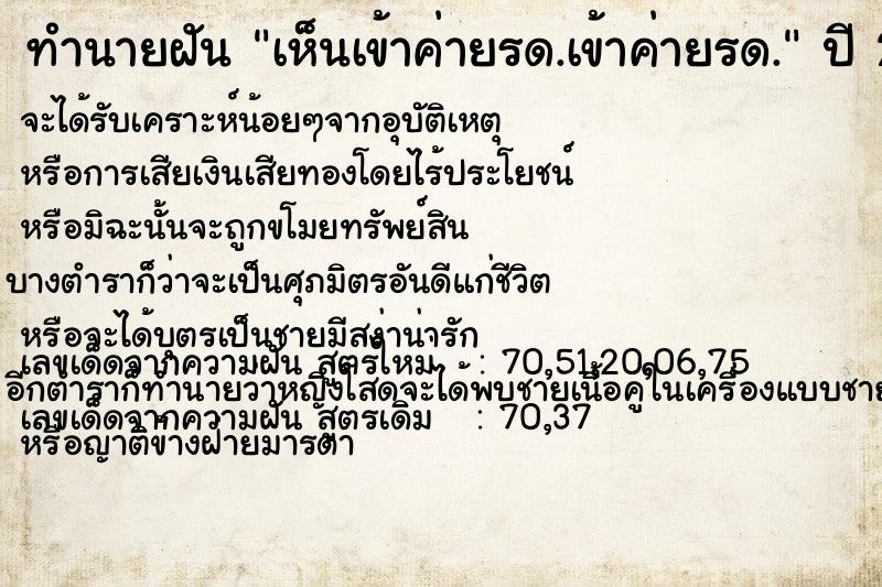 ทำนายฝันเห็นเข้าค่ายรด.เข้าค่ายรด. ทำนายฝันทำนายฝันเห็นเข้าค่ายรด.เข้าค่ายรด.