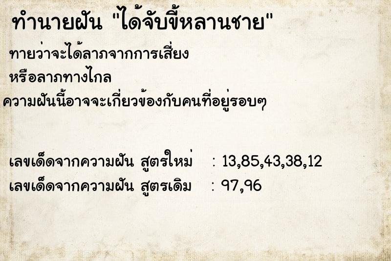 ทำนายฝัน ได้จับขี้หลานชาย ทำนายฝัน ได้จับขี้หลานชาย