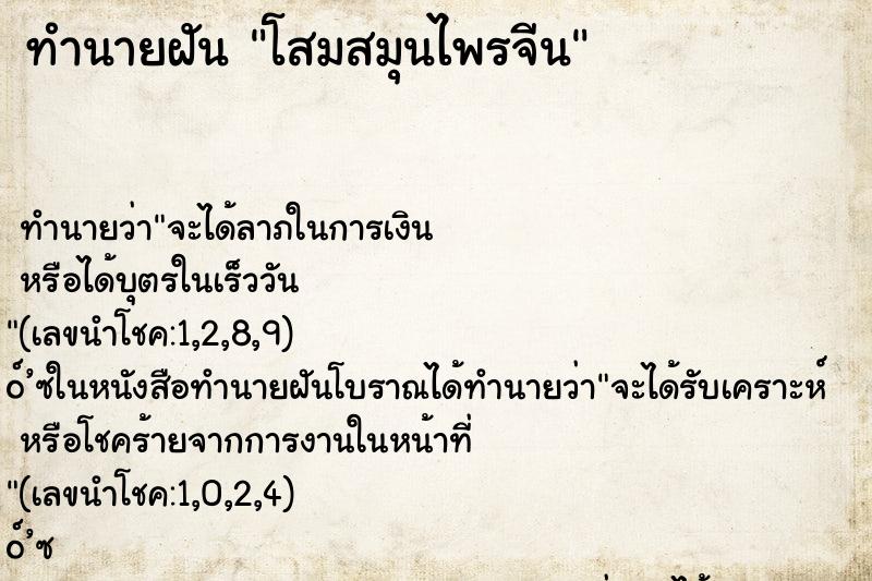 ทำนายฝัน โสมสมุนไพรจีน