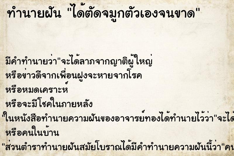 ทำนายฝัน ได้ตัดจมูกตัวเองจนขาด