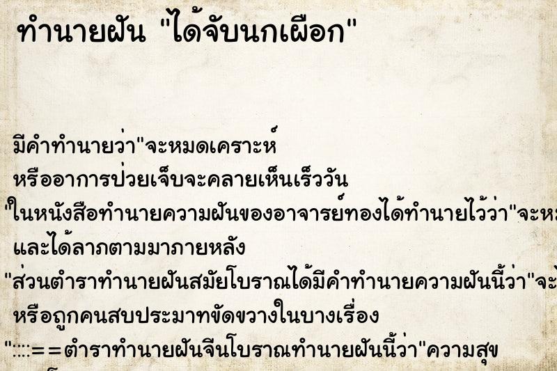 ทำนายฝัน ได้จับนกเผือก ทำนายฝัน ได้จับนกเผือก