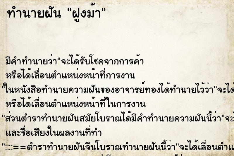 ทำนายฝันทำนายฝันฝูงม้า