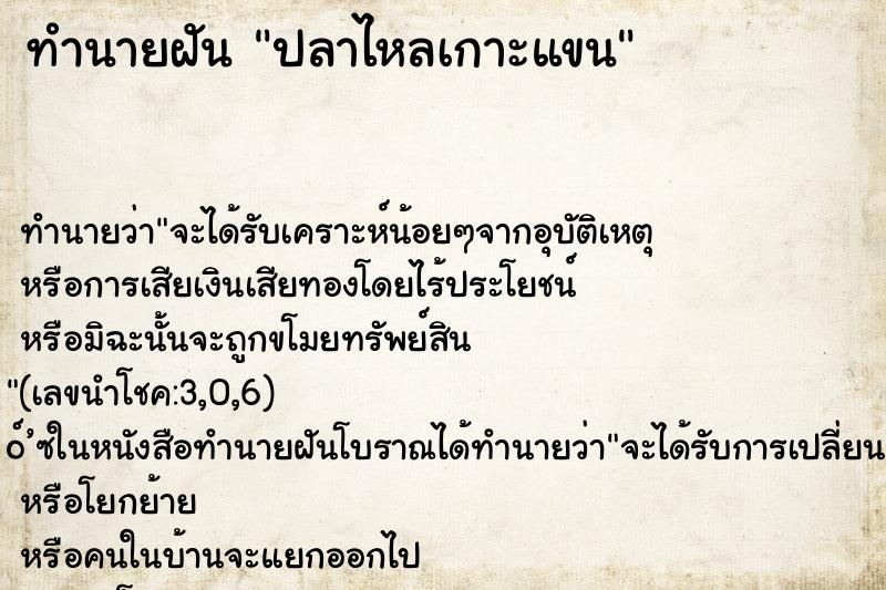 ทำนายฝัน ปลาไหลเกาะแขน ทำนายฝัน ปลาไหลเกาะแขน