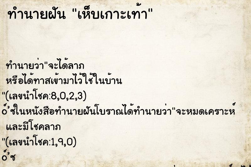 ทำนายฝัน เห็บเกาะเท้า
