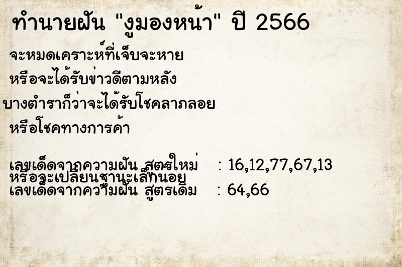 ทำนายฝัน งูมองหน้า ทำนายฝัน งูมองหน้า