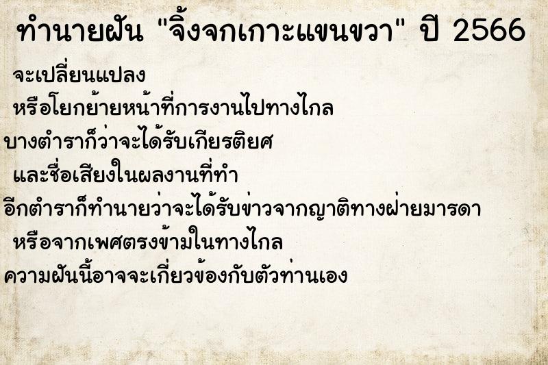 ทำนายฝันทำนายฝันจิ้งจกเกาะแขนขวา