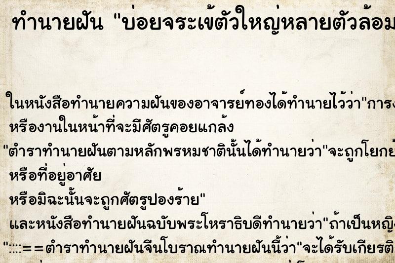 ทำนายฝันทำนายฝันบ่อยจระเข้ตัวใหญ่หลายตัวล้อมรอบตัวเอง