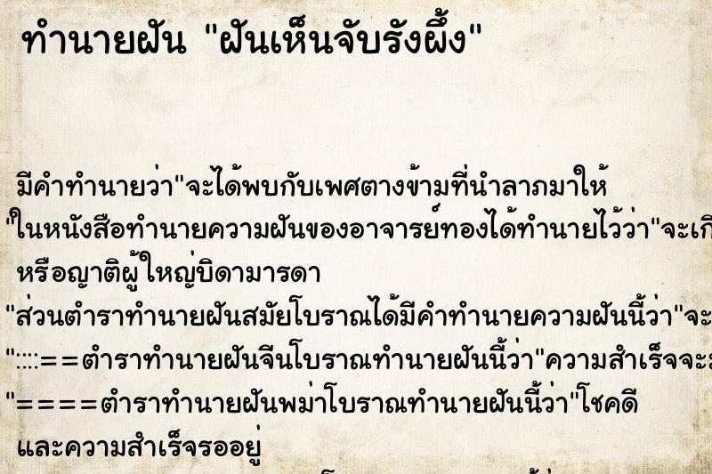 ทำนายฝัน ฝันเห็นจับรังผึ้ง ทำนายฝัน ฝันเห็นจับรังผึ้ง