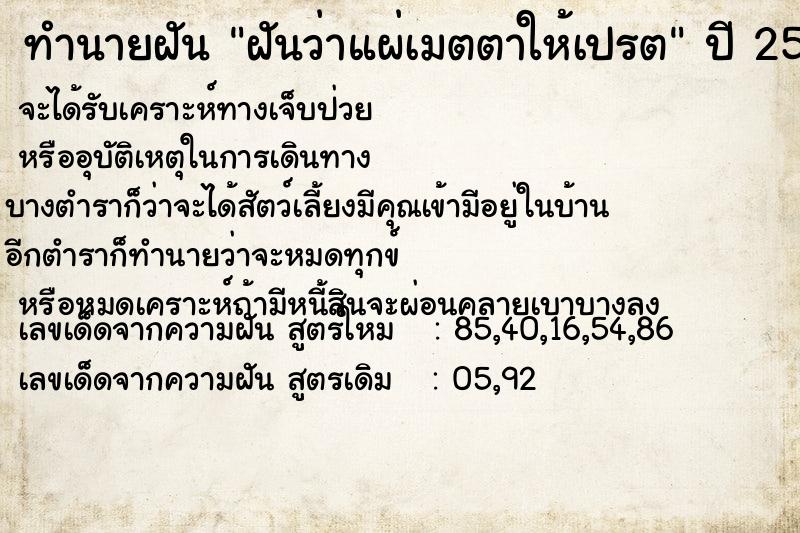 ทำนายฝัน ฝันว่าแผ่เมตตาให้เปรต ทำนายฝัน ฝันว่าแผ่เมตตาให้เปรต