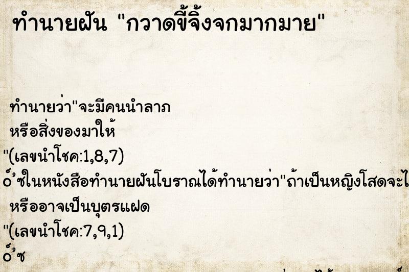 ทำนายฝันกวาดขี้จิ้งจกมากมาย ทำนายฝันทำนายฝันกวาดขี้จิ้งจกมากมาย