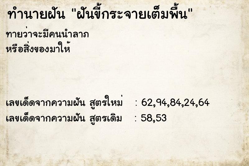 ทำนายฝันทำนายฝันฝันขี้กระจายเต็มพื้น