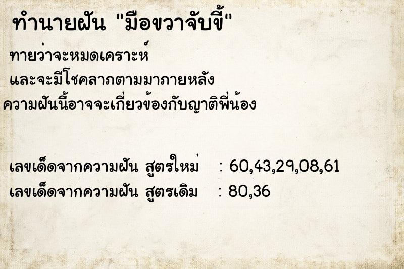 ทำนายฝัน มือขวาจับขี้ ทำนายฝัน มือขวาจับขี้