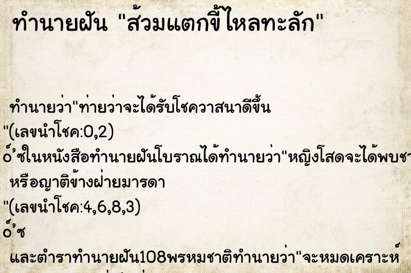 ทำนายฝันส้วมแตกขี้ไหลทะลัก ทำนายฝันทำนายฝันส้วมแตกขี้ไหลทะลัก