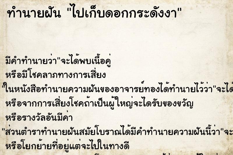 ทำนายฝัน ไปเก็บดอกกระดังงา ทำนายฝัน ไปเก็บดอกกระดังงา