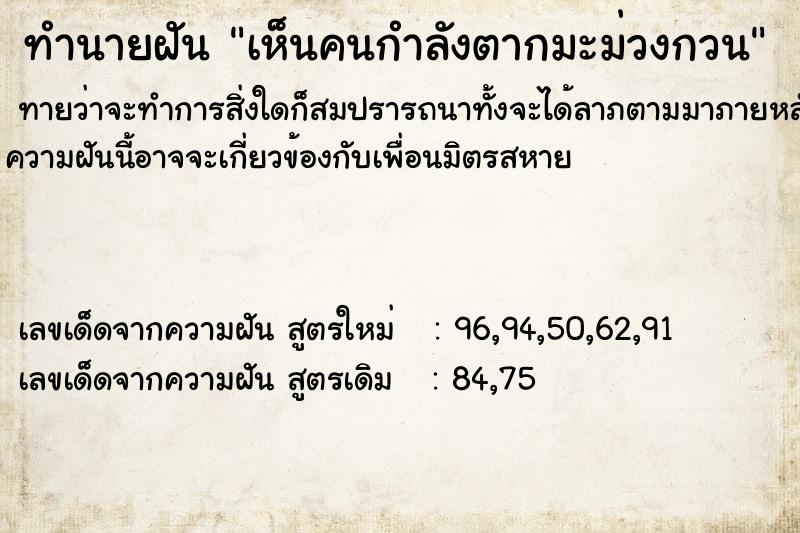 ทำนายฝันทำนายฝันเห็นคนกำลังตากมะม่วงกวน
