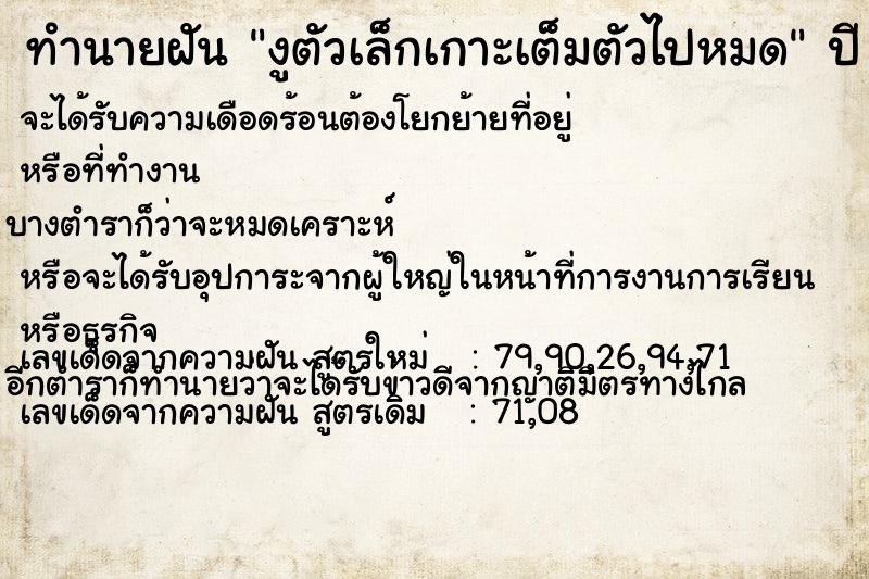 ทำนายฝัน งูตัวเล็กเกาะเต็มตัวไปหมด