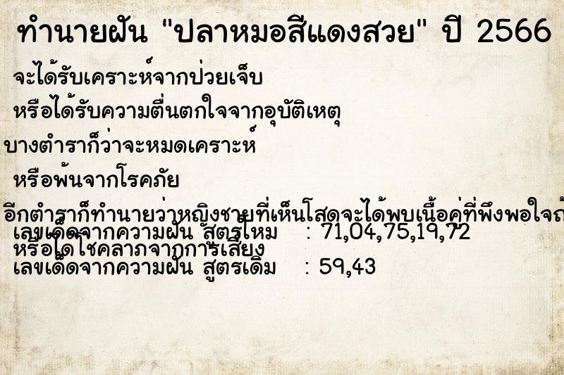 ทำนายฝัน ปลาหมอสีแดงสวย