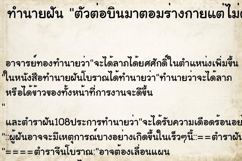 ทำนายฝัน ตัวต่อบินมาตอมร่างกายแต่ไม่ต่อย ตำราโบราณ แม่นที่สุดในโลก