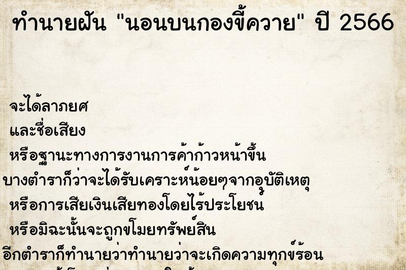 ทำนายฝันทำนายฝันนอนบนกองขี้ควาย