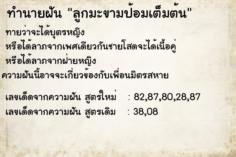 ทำนายฝัน ลูกมะขามป้อมเต็มต้น ทำนายฝัน ลูกมะขามป้อมเต็มต้น
