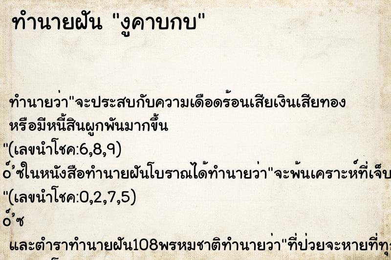 ทำนายฝัน งูคาบกบ