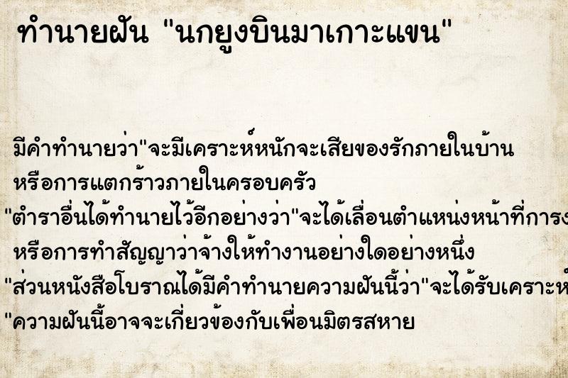 ทำนายฝัน นกยูงบินมาเกาะแขน ทำนายฝัน นกยูงบินมาเกาะแขน
