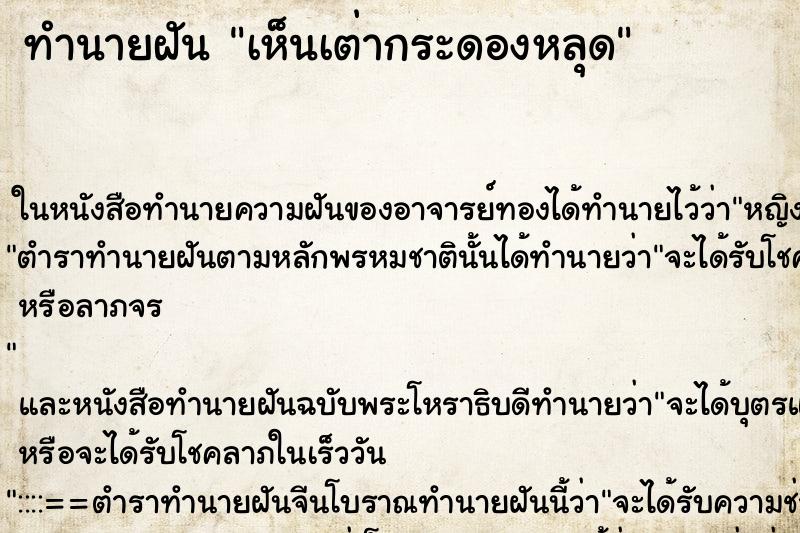 ทำนายฝันทำนายฝันเห็นเต่ากระดองหลุด
