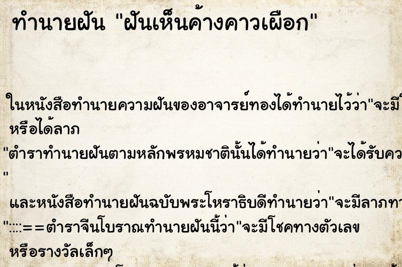 ทำนายฝันทำนายฝันฝันเห็นค้างคาวเผือก