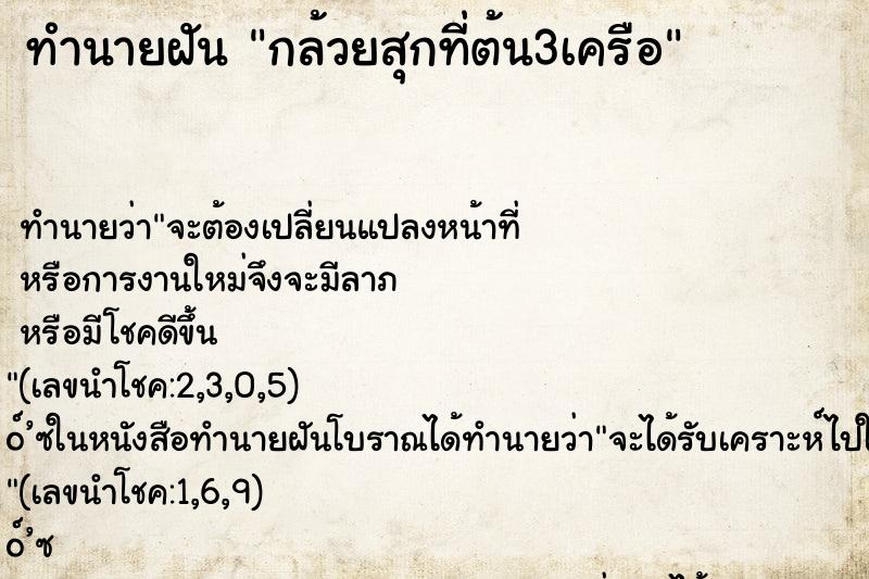 ทำนายฝัน กล้วยสุกที่ต้น3เครือ