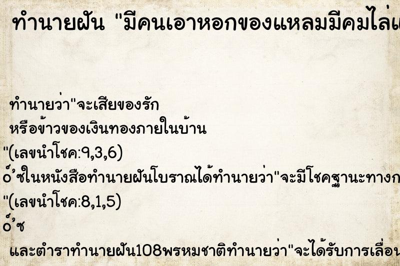 ทำนายฝันมีคนเอาหอกของแหลมมีคมไล่แทง ทำนายฝันทำนายฝันมีคนเอาหอกของแหลมมีคมไล่แทง