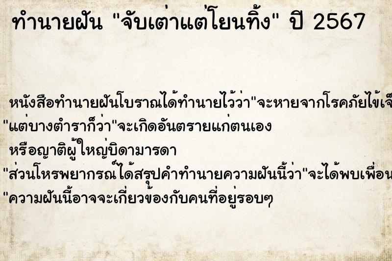ทำนายฝัน จับเต่าแต่โยนทิ้ง