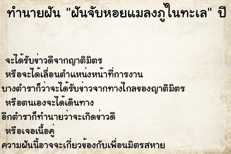 ทำนายฝันทำนายฝันฝันจับหอยแมลงภู่ในทะเล