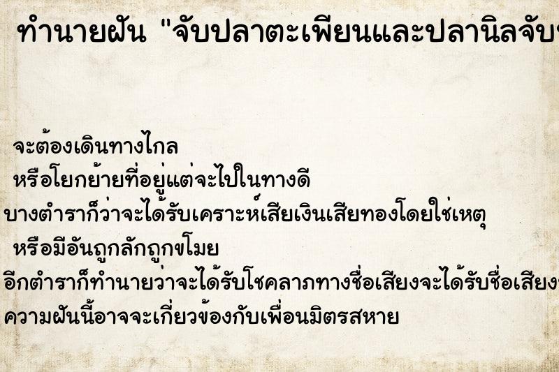 ทำนายฝัน จับปลาตะเพียนและปลานิลจับปลาตะเพียนและปลานิล ทำนายฝัน จับปลาตะเพียนและปลานิลจับปลาตะเพียนและปลานิล