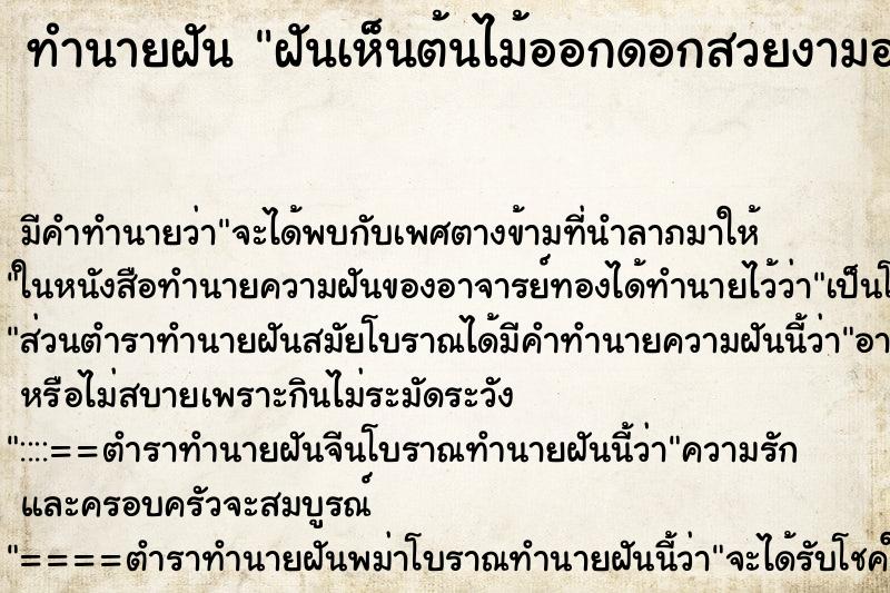 ทำนายฝัน ฝันเห็นต้นไม้ออกดอกสวยงามอกสวยงาม ทำนายฝัน ฝันเห็นต้นไม้ออกดอกสวยงามอกสวยงาม