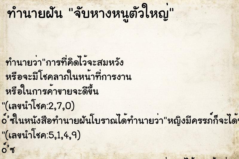 ทำนายฝัน จับหางหนูตัวใหญ่