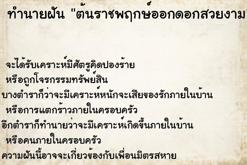 ทำนายฝันต้นราชพฤกษ์ออกดอกสวยงาม ทำนายฝันทำนายฝันต้นราชพฤกษ์ออกดอกสวยงาม