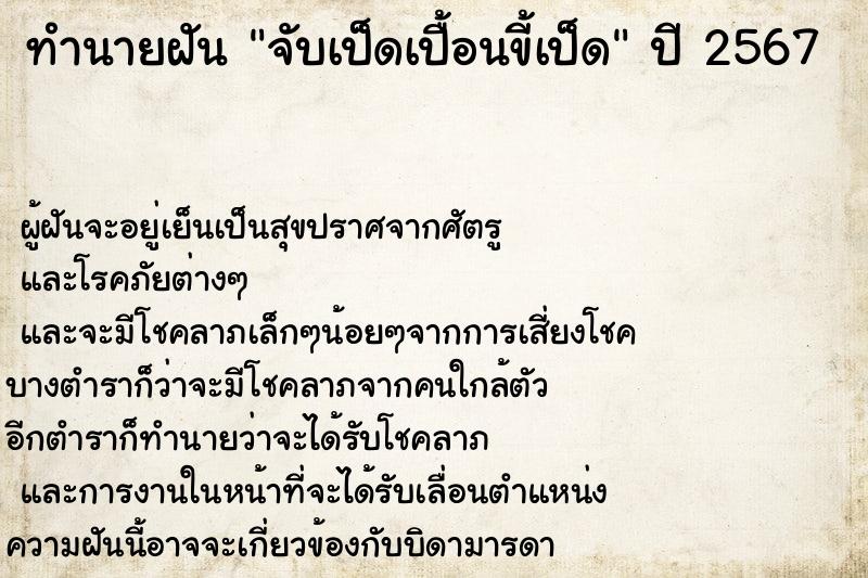 ทำนายฝันทำนายฝันจับเป็ดเปื้อนขี้เป็ด