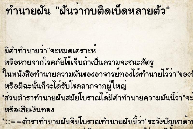 ทำนายฝันฝันว่ากบติดเบ็ดหลายตัว ทำนายฝันทำนายฝันฝันว่ากบติดเบ็ดหลายตัว