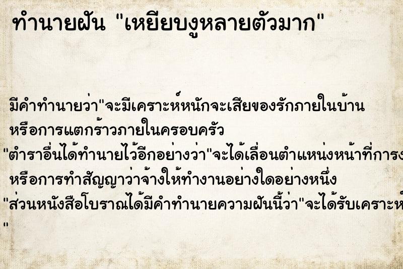 ทำนายฝัน เหยียบงูหลายตัวมาก ทำนายฝัน เหยียบงูหลายตัวมาก