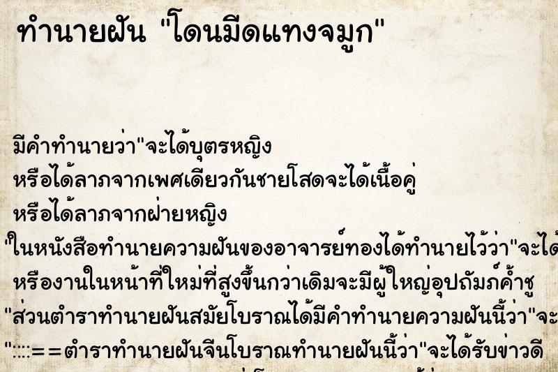 ทำนายฝันทำนายฝันโดนมีดแทงจมูก