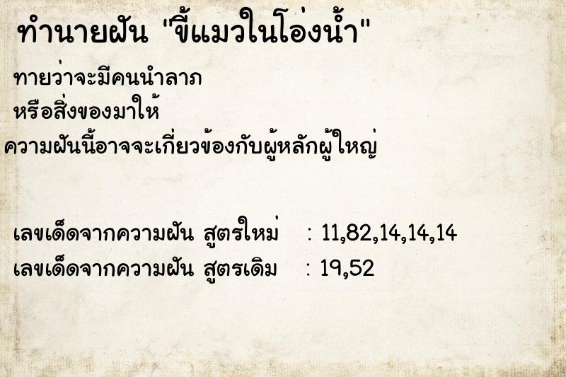 ทำนายฝันขี้แมวในโอ่งน้ำ ทำนายฝันทำนายฝันขี้แมวในโอ่งน้ำ