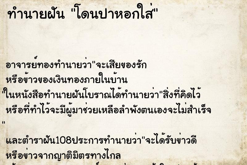 ทำนายฝัน โดนปาหอกใส่