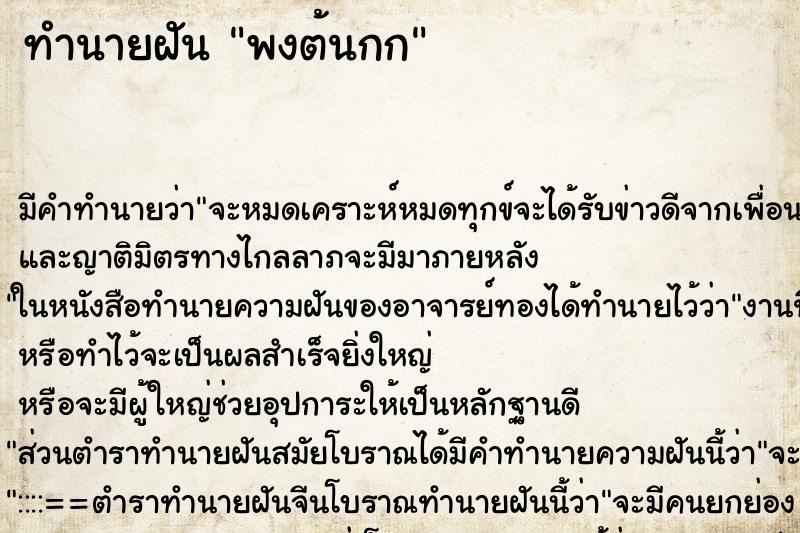 ทำนายฝันพงต้นกก ทำนายฝันทำนายฝันพงต้นกก